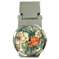 Flowers Pattern Texture Art Colorful Nature Painting Surface Vintage Money Clip Watches