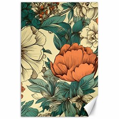 Flowers Pattern Texture Art Colorful Nature Painting Surface Vintage Canvas 24  X 36  by Maspions