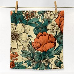 Flowers Pattern Texture Art Colorful Nature Painting Surface Vintage Face Towel