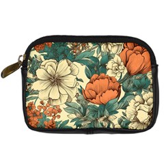 Flowers Pattern Texture Art Colorful Nature Painting Surface Vintage Digital Camera Leather Case