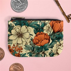 Flowers Pattern Texture Art Colorful Nature Painting Surface Vintage Mini Coin Purse