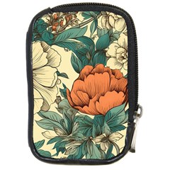 Flowers Pattern Texture Art Colorful Nature Painting Surface Vintage Compact Camera Leather Case by Maspions