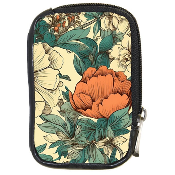 Flowers Pattern Texture Art Colorful Nature Painting Surface Vintage Compact Camera Leather Case