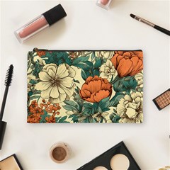 Flowers Pattern Texture Art Colorful Nature Painting Surface Vintage Cosmetic Bag (medium)