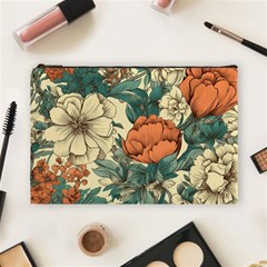 Flowers Pattern Texture Art Colorful Nature Painting Surface Vintage Cosmetic Bag (large)