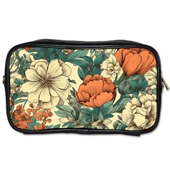 Flowers Pattern Texture Art Colorful Nature Painting Surface Vintage Toiletries Bag (two Sides)