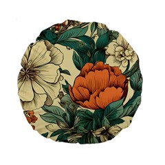 Flowers Pattern Texture Art Colorful Nature Painting Surface Vintage Standard 15  Premium Round Cushions by Maspions