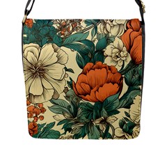 Flowers Pattern Texture Art Colorful Nature Painting Surface Vintage Flap Closure Messenger Bag (l)