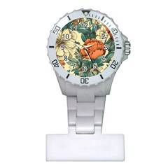 Flowers Pattern Texture Art Colorful Nature Painting Surface Vintage Plastic Nurses Watch