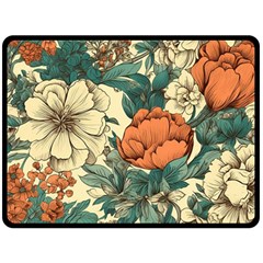 Flowers Pattern Texture Art Colorful Nature Painting Surface Vintage Two Sides Fleece Blanket (large)