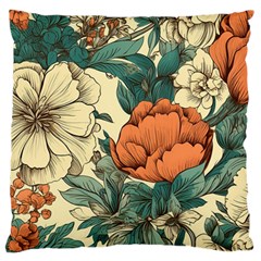 Flowers Pattern Texture Art Colorful Nature Painting Surface Vintage Large Premium Plush Fleece Cushion Case (two Sides)