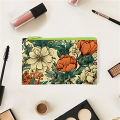 Flowers Pattern Texture Art Colorful Nature Painting Surface Vintage Cosmetic Bag (xs)