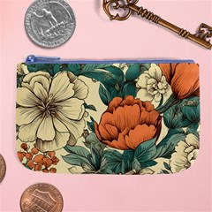 Flowers Pattern Texture Art Colorful Nature Painting Surface Vintage Large Coin Purse