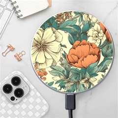 Flowers Pattern Texture Art Colorful Nature Painting Surface Vintage Wireless Fast Charger(white)