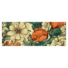 Flowers Pattern Texture Art Colorful Nature Painting Surface Vintage Banner And Sign 8  X 3 