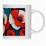 Red Poppies Flowers Art Nature Pattern White Mug Right