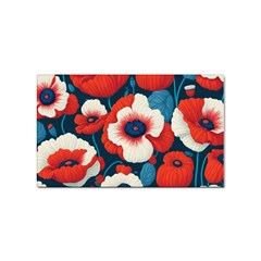 Red Poppies Flowers Art Nature Pattern Sticker (rectangular)