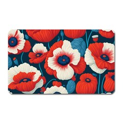 Red Poppies Flowers Art Nature Pattern Magnet (rectangular)