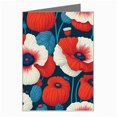 Red Poppies Flowers Art Nature Pattern Greeting Card by Maspions