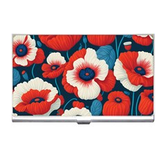 Red Poppies Flowers Art Nature Pattern Business Card Holder