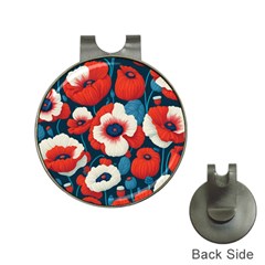 Red Poppies Flowers Art Nature Pattern Hat Clips With Golf Markers