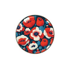 Red Poppies Flowers Art Nature Pattern Hat Clip Ball Marker (10 Pack) by Maspions