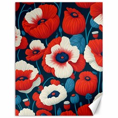 Red Poppies Flowers Art Nature Pattern Canvas 12  X 16  by Maspions