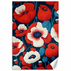 Red Poppies Flowers Art Nature Pattern Canvas 20  X 30 