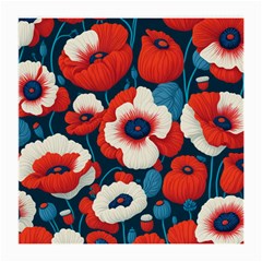 Red Poppies Flowers Art Nature Pattern Medium Glasses Cloth by Maspions