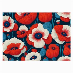 Red Poppies Flowers Art Nature Pattern Large Glasses Cloth by Maspions