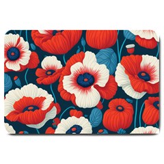 Red Poppies Flowers Art Nature Pattern Large Doormat