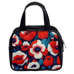 Red Poppies Flowers Art Nature Pattern Classic Handbag (two Sides)