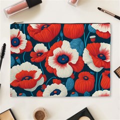 Red Poppies Flowers Art Nature Pattern Cosmetic Bag (xl)