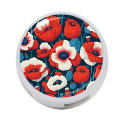 Red Poppies Flowers Art Nature Pattern 4-port Usb Hub (one Side)