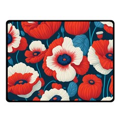 Red Poppies Flowers Art Nature Pattern Fleece Blanket (small) by Maspions