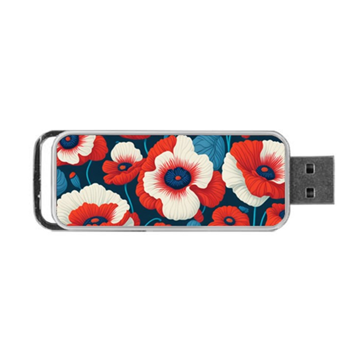 Red Poppies Flowers Art Nature Pattern Portable USB Flash (Two Sides)