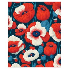 Red Poppies Flowers Art Nature Pattern Drawstring Bag (small)