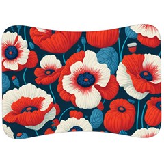 Red Poppies Flowers Art Nature Pattern Velour Seat Head Rest Cushion