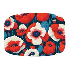 Red Poppies Flowers Art Nature Pattern Mini Square Pill Box by Maspions