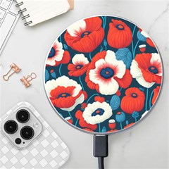 Red Poppies Flowers Art Nature Pattern Wireless Fast Charger(white)