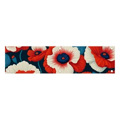 Red Poppies Flowers Art Nature Pattern Banner And Sign 4  X 1  by Maspions