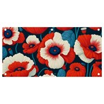 Red Poppies Flowers Art Nature Pattern Banner and Sign 4  x 2  Front