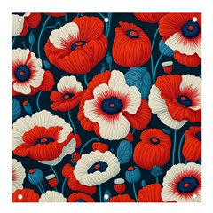 Red Poppies Flowers Art Nature Pattern Banner And Sign 4  X 4  by Maspions