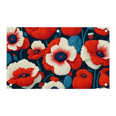 Red Poppies Flowers Art Nature Pattern Banner And Sign 5  X 3  by Maspions