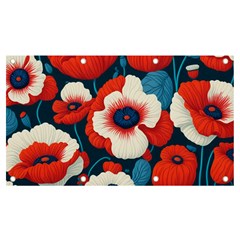 Red Poppies Flowers Art Nature Pattern Banner And Sign 7  X 4  by Maspions