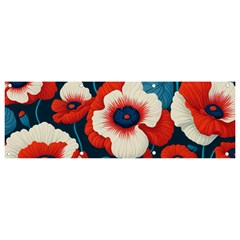 Red Poppies Flowers Art Nature Pattern Banner And Sign 9  X 3  by Maspions