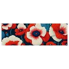 Red Poppies Flowers Art Nature Pattern Banner And Sign 12  X 4  by Maspions