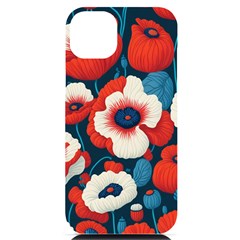 Red Poppies Flowers Art Nature Pattern Iphone 14 Plus Black Uv Print Case by Maspions