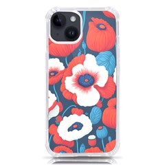 Red Poppies Flowers Art Nature Pattern Iphone 14 Tpu Uv Print Case