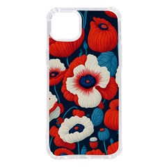 Red Poppies Flowers Art Nature Pattern Iphone 14 Plus Tpu Uv Print Case